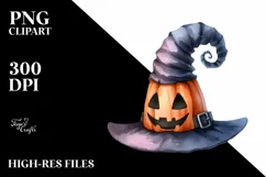 Funny Halloween Hat Watercolor | Sublimation Clipart Product Image 3