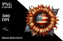 Vintage Sunflower USA Flag Clipart Product Image 1