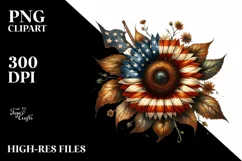 Vintage Sunflower USA Flag Clipart Product Image 1