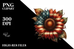 Vintage Sunflower USA Flag Clipart Product Image 3