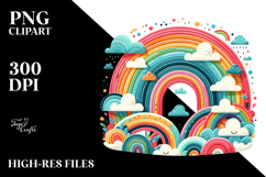 Colorful Whimsical Rainbow Watercolor Clipart Title Product Image 2