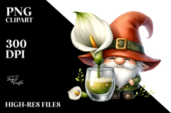 Cute GNOME with Calla Lily PNG Product Image 2