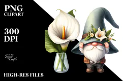Cute GNOME with Calla Lily PNG Product Image 2