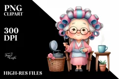 Watercolor Character Sitting on Chair Holding Mug Product Image 3