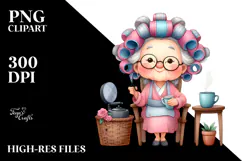 Watercolor Character Sitting on Chair Holding Mug Product Image 2