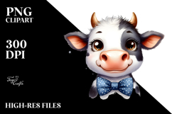 Happy Cow with Bow and Tie, Transparent PNG Product Image 2