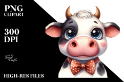 Happy Cow with Bow and Tie, Transparent PNG Product Image 2