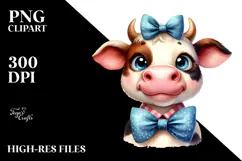 Happy Cow with Bow and Tie, Transparent PNG Product Image 2