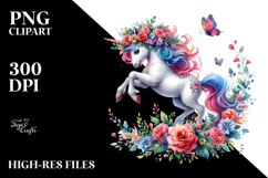 Unicorn with Floral Wreath PNG Product Image 2