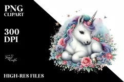 Baby Unicorn,Watercolor PNG Product Image 3
