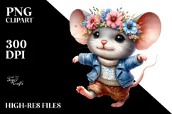 Running Baby Mouse with Cool Haircut PNG Product Image 2