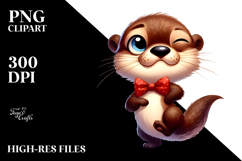 Playful Otter with Bow Tie, Transparent PNG Product Image 2