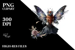 Gothic Fairy on Cloud Creative View, Watercolor PNG Product Image 2