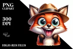 Excited Fox Caricature | Sublimation Clipart Product Image 1