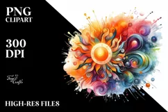 Colorful Sun Watercolor Abstract | Sublimation | Clipart Product Image 1
