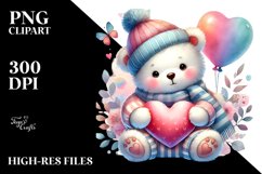 Colorful Watercolor Baby Bear, PNG Product Image 2