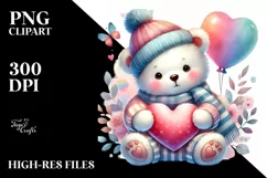 Colorful Watercolor Baby Bear, PNG Product Image 2