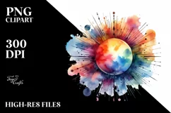 Colorful Sun Watercolor Abstract | Sublimation | Clipart Product Image 3
