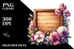 Detailed Wooden Piece with Sweet Pea | Clipart Product Image 3