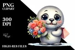 Shy Seal Big Eyes | Sublimation Clipart Product Image 1