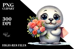 Shy Seal Big Eyes | Sublimation Clipart Product Image 2