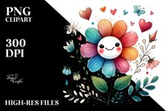 Smiling Flower with Hearts PNG Product Image 2