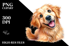 Happy Cartoon Golden Retriever PNG Product Image 2