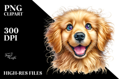 Happy Baby Golden Retriever Watercolor PNG Product Image 2