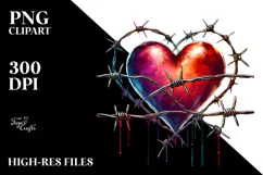 Colorful Heart with Barbwire PNG Product Image 2