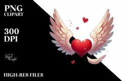 Simple Digital Heart with Wings, High-Res PNG Product Image 2