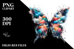 Colorful Butterfly with Silhouettes PNG Product Image 2