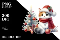 Vibrant Cat with Christmas Decor, High-Quality PNG Product Image 3