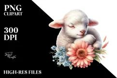 Baby Lamb Watercolor PNG Product Image 2
