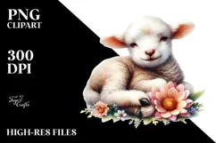 Baby Lamb Watercolor PNG Product Image 2