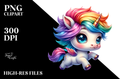 Running Baby Unicorn with Cool Haircut, PNG Product Image 2