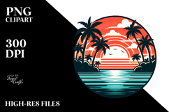 Retro Tropical Island Sunset PNG Product Image 2