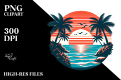 Retro Tropical Island Sunset PNG Product Image 2