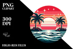 Retro Tropical Island Sunset CliparPNG Product Image 2