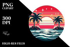 Retro Tropical Island Sunset CliparPNG Product Image 2