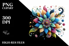 Colorfull Colorfull Flower Watercolor Wimsical Product Image 1