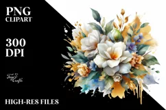 Vibrant Bouquet Gold Foil Gardenia Splash | Sublimation | Product Image 1