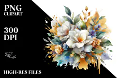 Vibrant Bouquet Gold Foil Gardenia Splash | Sublimation | Product Image 2