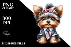 Baby Yorkshire Terrier Watercolor Clipart Product Image 3