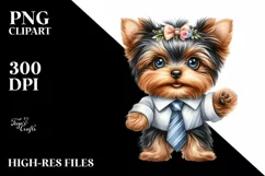 Baby Yorkshire Terrier Watercolor Clipart Product Image 3