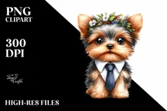 Baby Yorkshire Terrier Watercolor Clipart Product Image 1