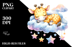 Pastel Cute Giraffe Cloud Stars PNG Product Image 2
