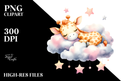 Baby Giraffe Sleeping on Cloud PNG Product Image 2