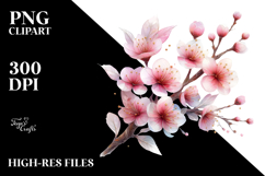 Cherry Blossom with Watercolor Splash PNG Product Image 2