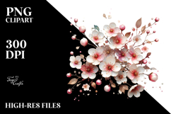 Blossom with Metallic Insertions, Watercolor Splash PNG Product Image 2