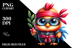 Baby Rooster in Ninja Outfit PNG Product Image 2